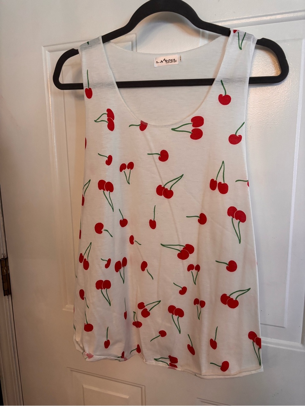 LA Soul White Cherry-Print Tank Top XL
